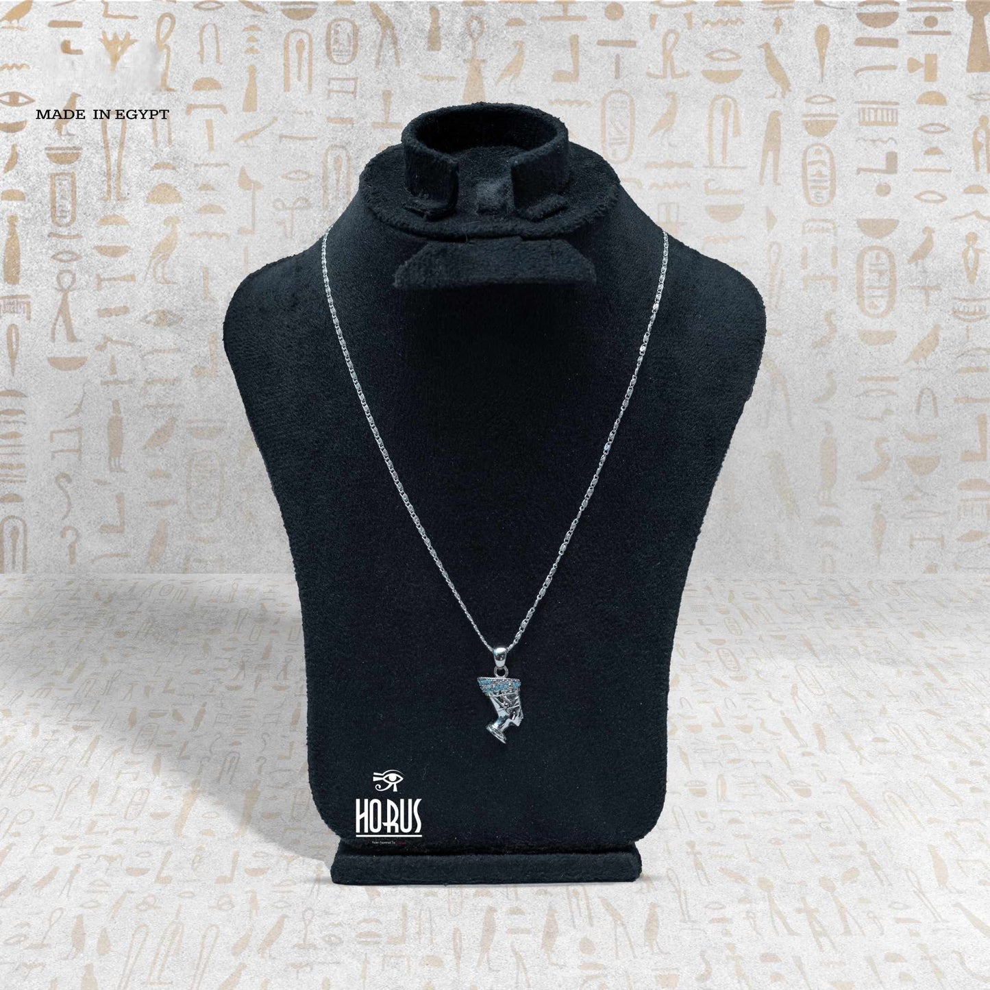 تعليقة فضة نفرتيتي أنيقة مطليه روديوم بلاتين - Horus jewellery NecklaceHorus jewellery