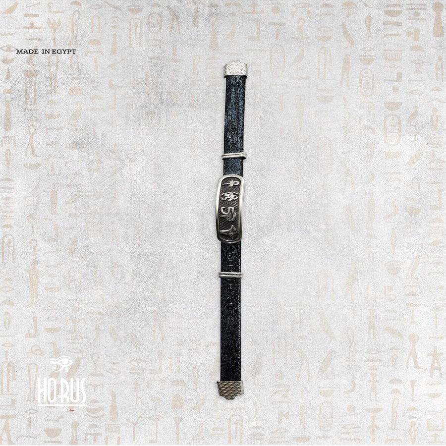 انسيال فضة + جلد - Horus jewellery Men BraceletHorus jewellery