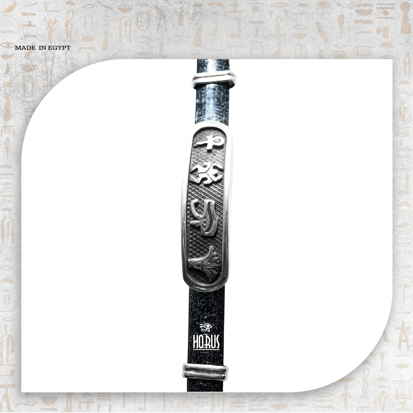 انسيال فضة + جلد - Horus jewellery Men BraceletHorus jewellery