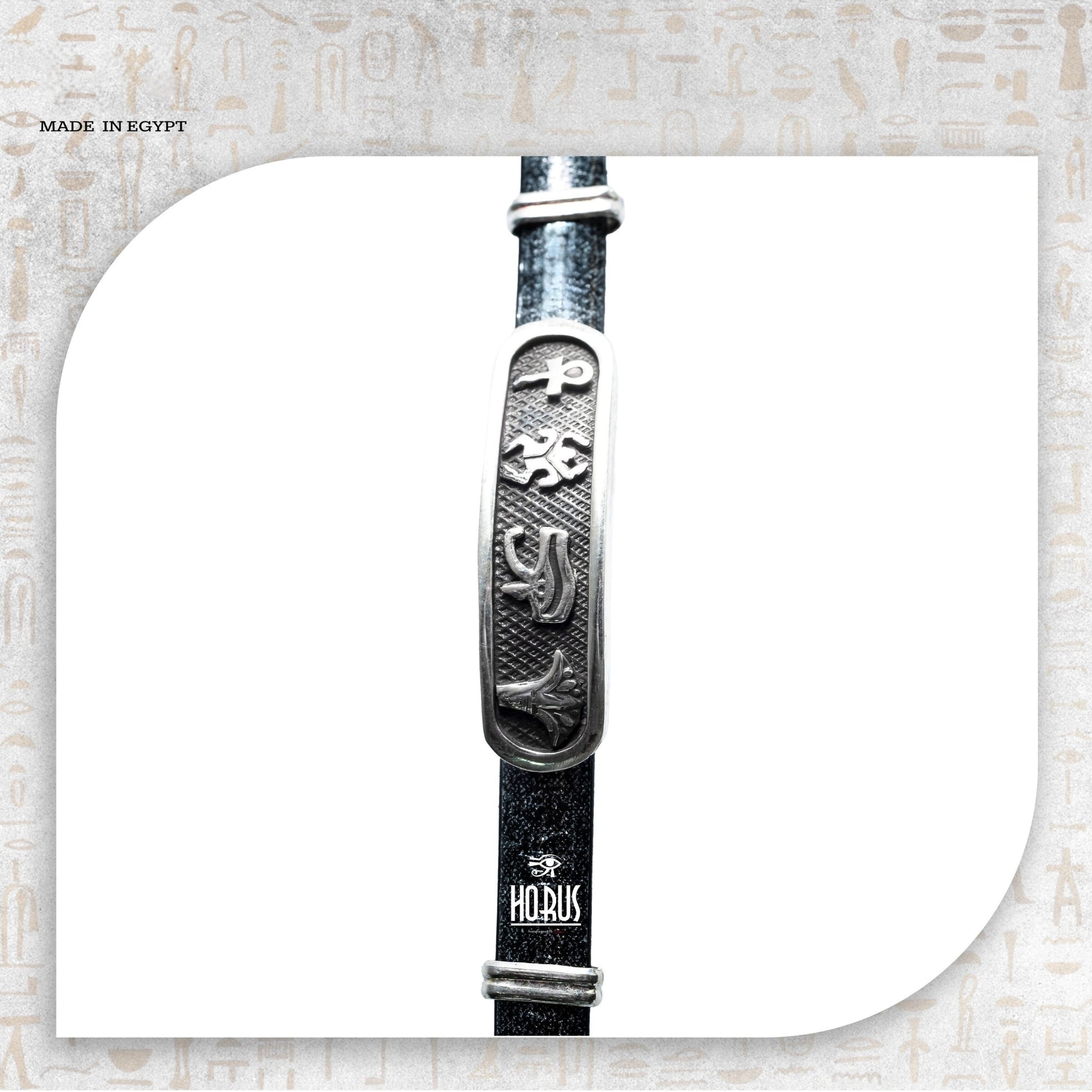 انسيال فضة + جلد - Horus jewellery Men BraceletHorus jewellery
