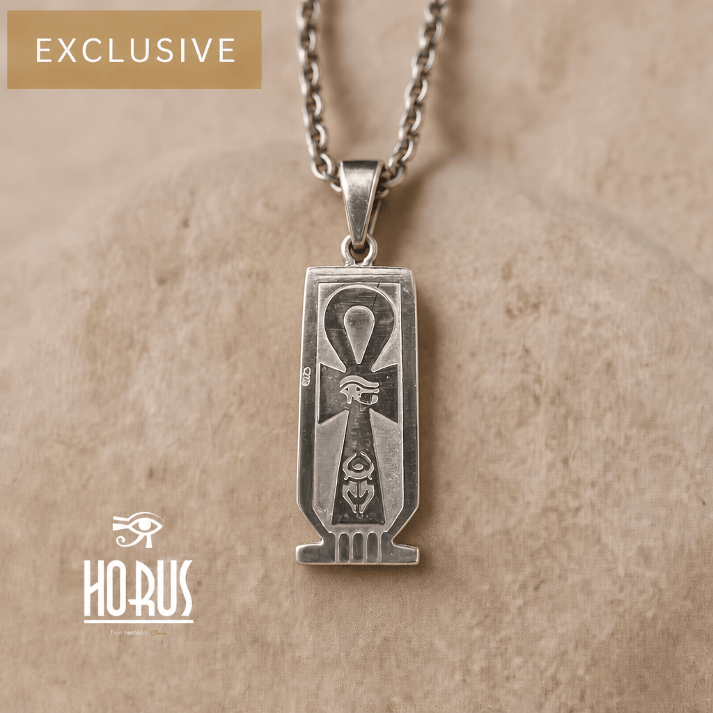 خرطوشه كلاسيك بمفتاح حياه من الضهر - Horus jewelleryCartochHorus jewellery