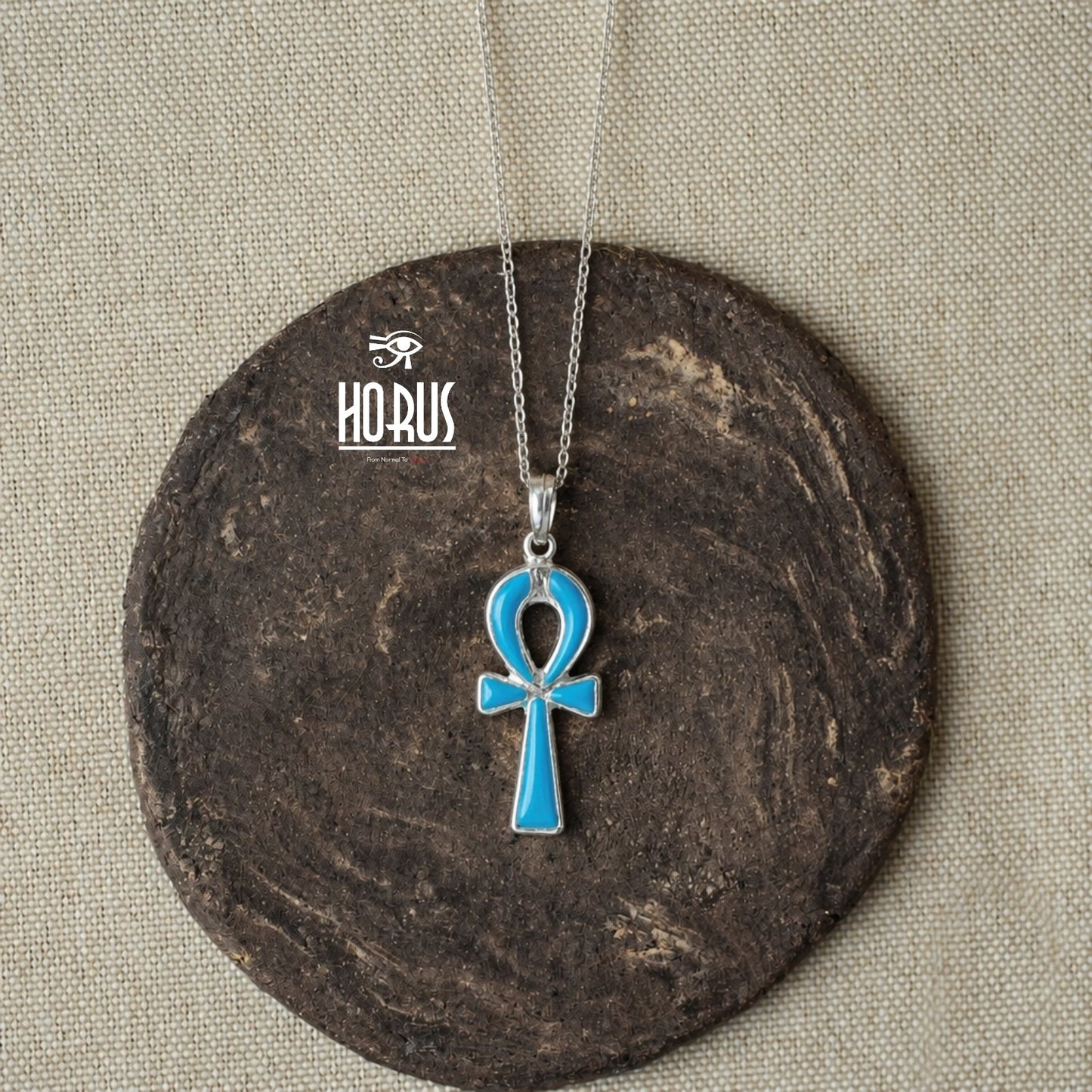 مفتاح الحياة المطعَّم بحجر الفيروز المصري الأصيل - Horus jewelleryNecklaceHorus jewellery