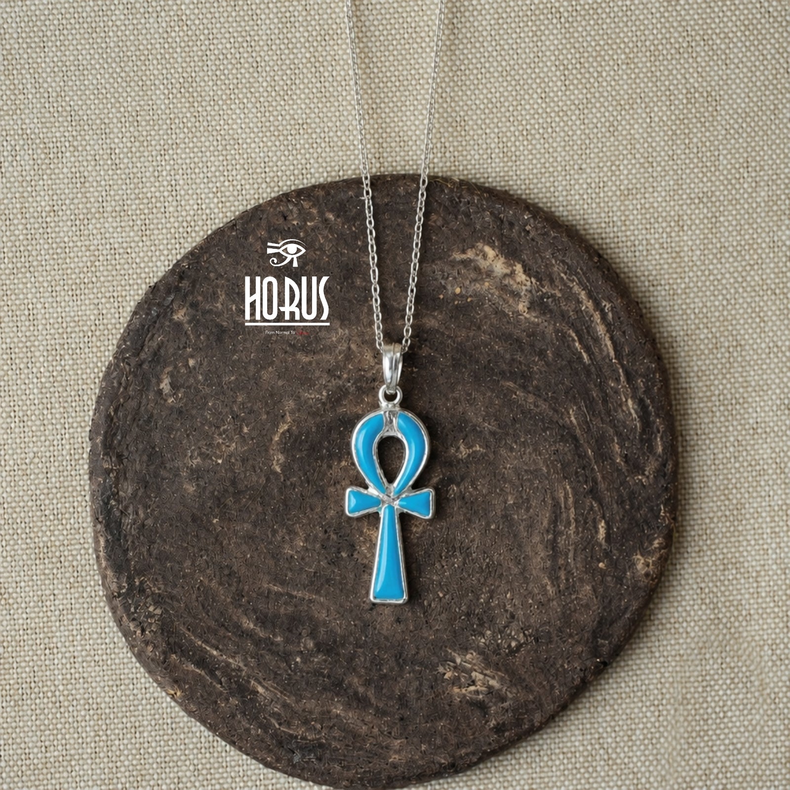 مفتاح الحياة المطعَّم بحجر الفيروز المصري الأصيل - Horus jewelleryNecklaceHorus jewellery
