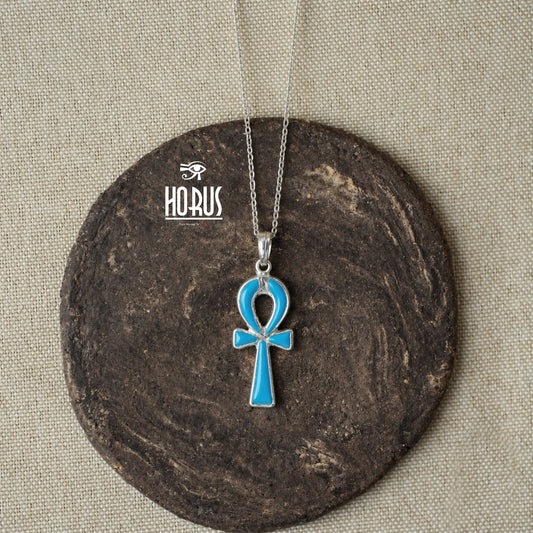 مفتاح الحياة المطعَّم بحجر الفيروز المصري الأصيل - Horus jewelleryNecklaceHorus jewellery