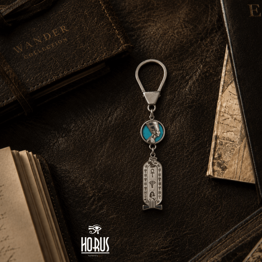 ميداليه الملكه نفرتيتي بحجر فيروز - Horus jewelleryKeyringHorus jewellery
