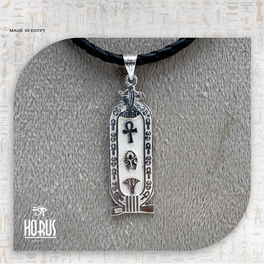 سلسلة خرطوشة فرعونية برأس كليوباترا - Horus jewelleryCartochHorus jewellery