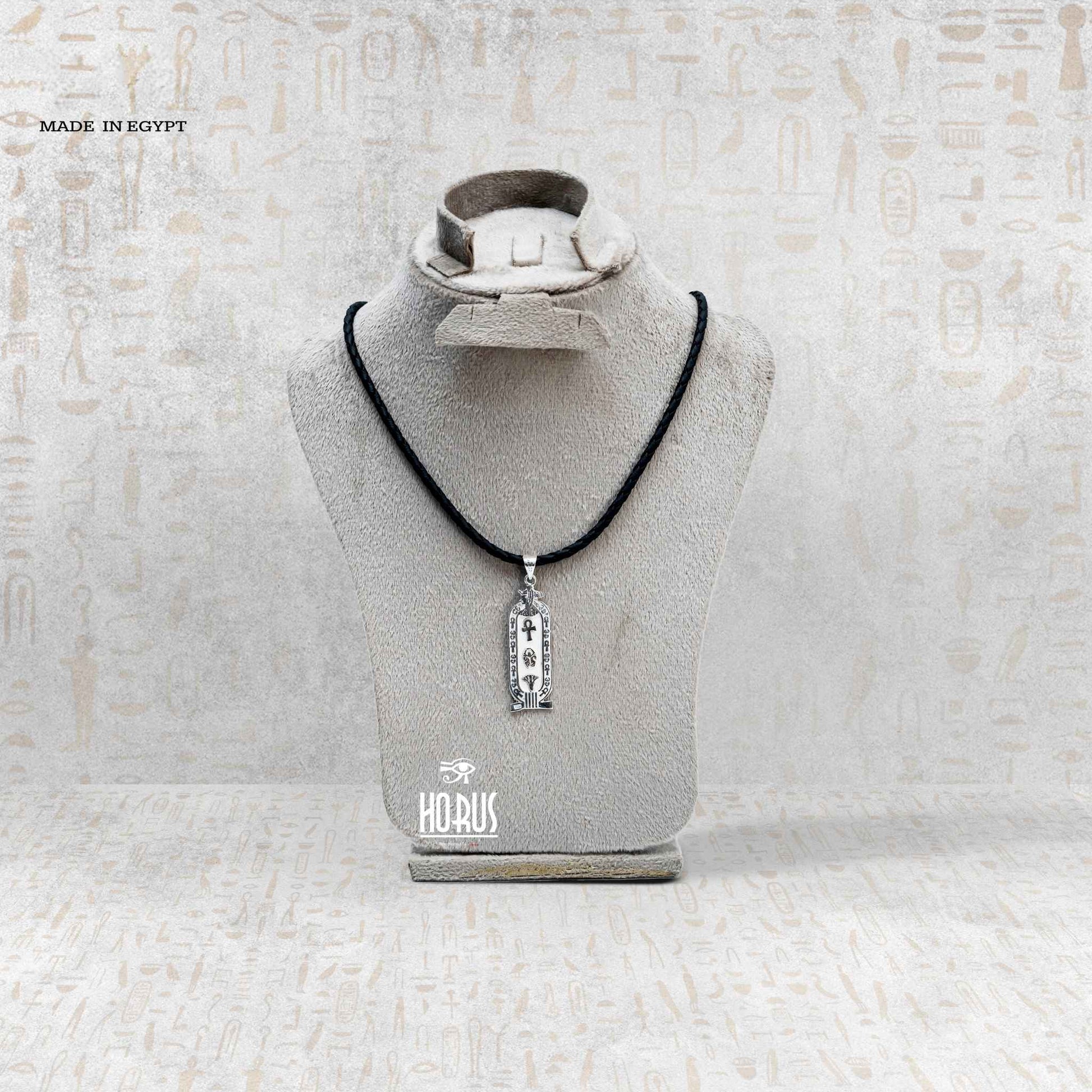 سلسلة خرطوشة فرعونية برأس كليوباترا - Horus jewelleryCartochHorus jewellery