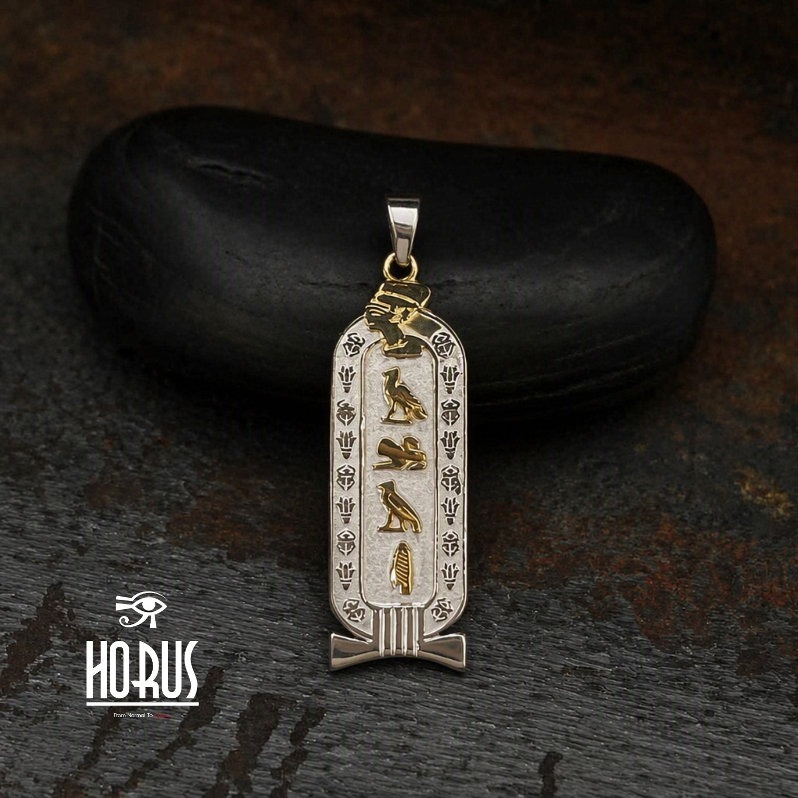 سلسلة خرطوشة فرعونية برأس نفرتيتي - Horus jewelleryCartochHorus jewellery