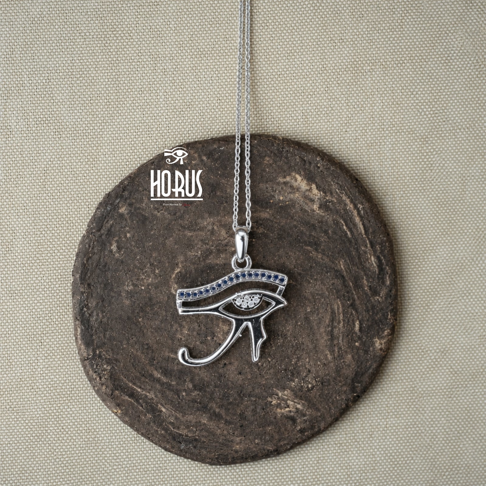 “تعليقة عين حورس مطلية بالروديوم البلاتين - Horus jewelleryNecklaceHorus jewellery