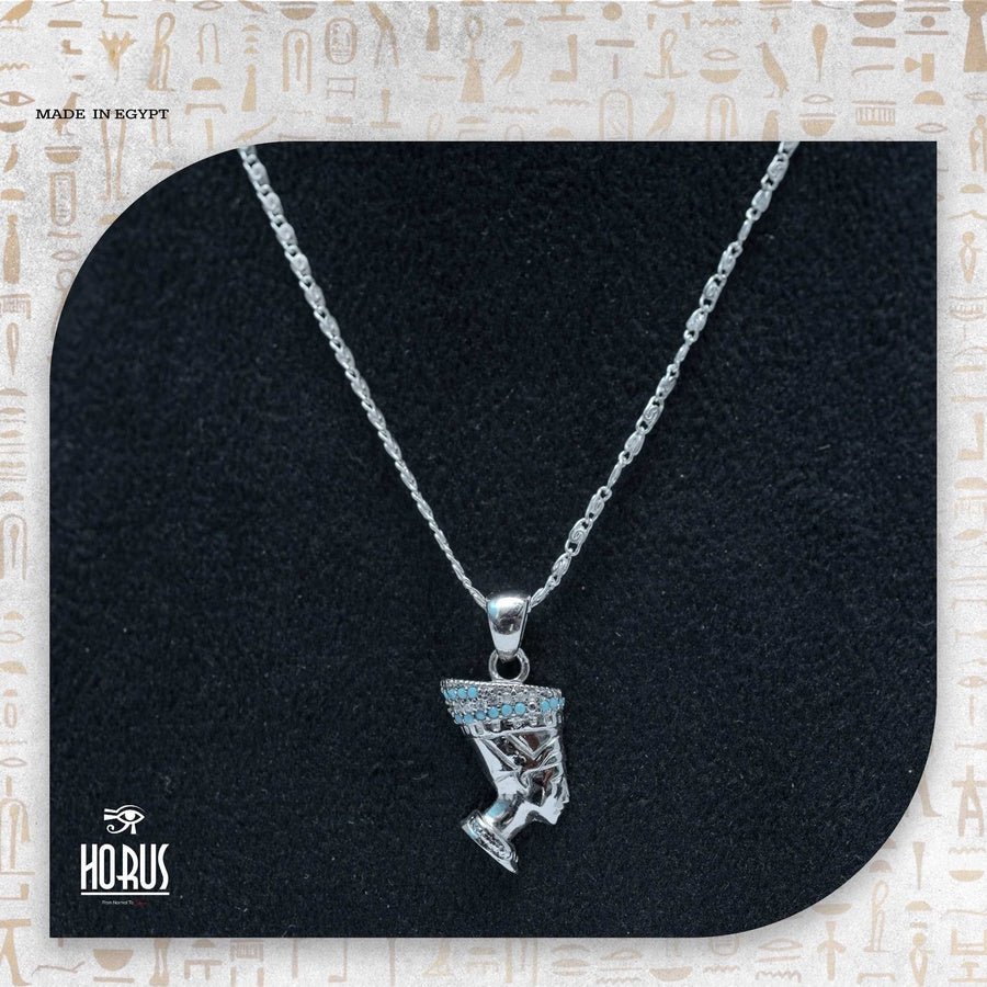 تعليقة فضة نفرتيتي أنيقة مطليه روديوم بلاتين - Horus jewellery NecklaceHorus jewellery