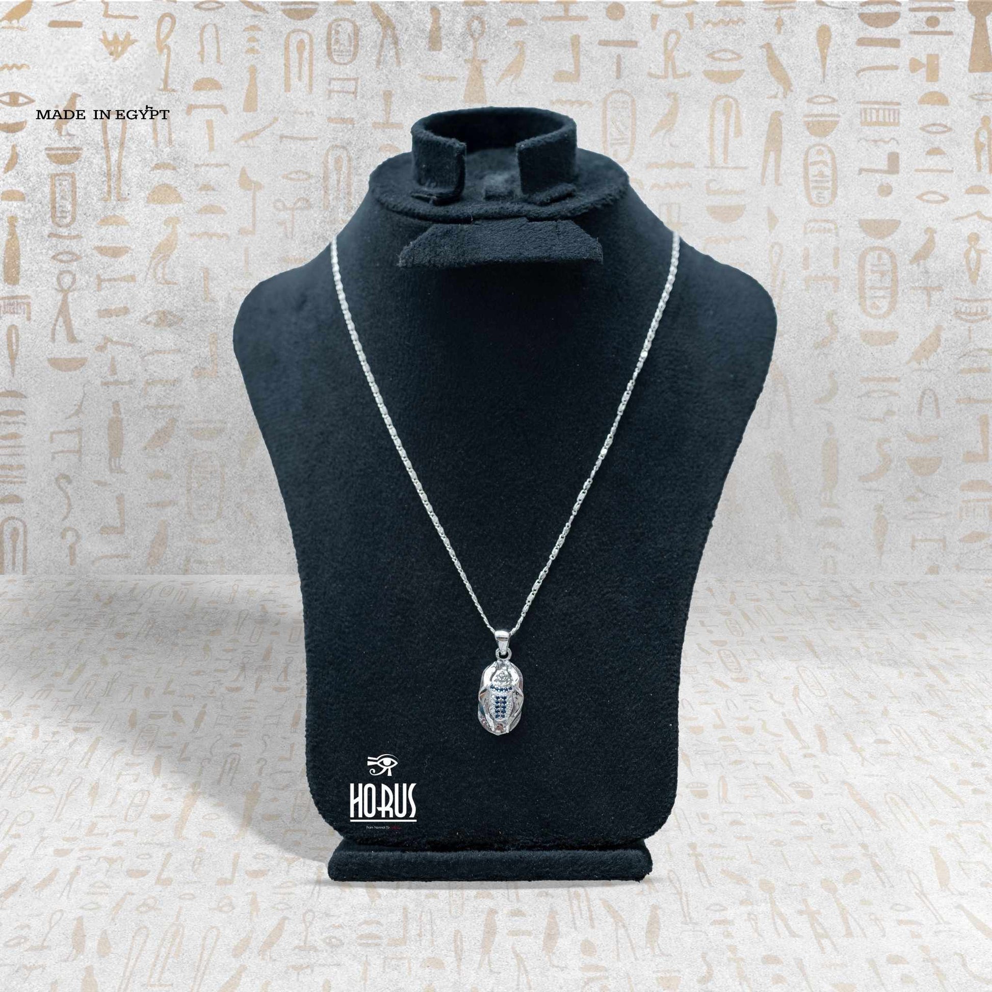 تعليقة جعران فرعوني فضة مطليه روديوم بلاتين - Horus jewellery NecklaceHorus jewellery