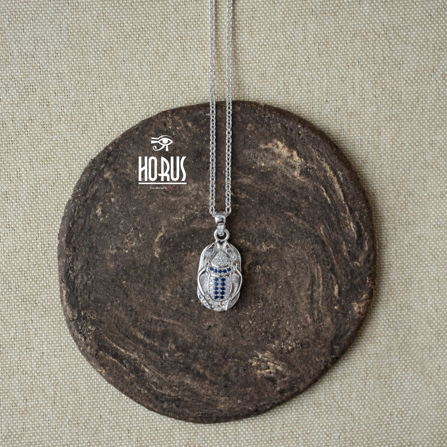 تعليقة جعران فرعوني فضة مطليه روديوم بلاتين - Horus jewelleryNecklaceHorus jewellery