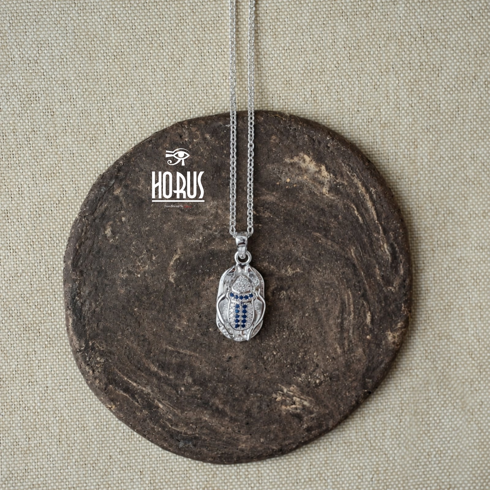 تعليقة جعران فرعوني فضة مطليه روديوم بلاتين - Horus jewelleryNecklaceHorus jewellery