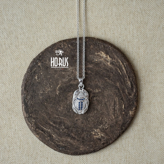 تعليقة جعران فرعوني فضة مطليه روديوم بلاتين - Horus jewelleryNecklaceHorus jewellery