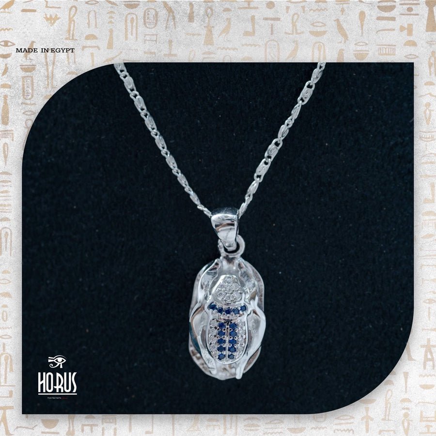 تعليقة جعران فرعوني فضة مطليه روديوم بلاتين - Horus jewellery NecklaceHorus jewellery