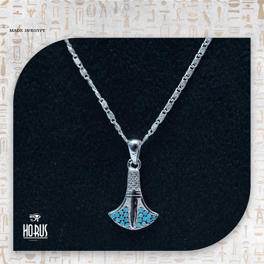 تعليقة زهرة اللوتس فضة مطليه روديوم بلاتين– رمز فرعوني للنقاء والتجدد - Horus jewellery NecklaceHorus jewellery