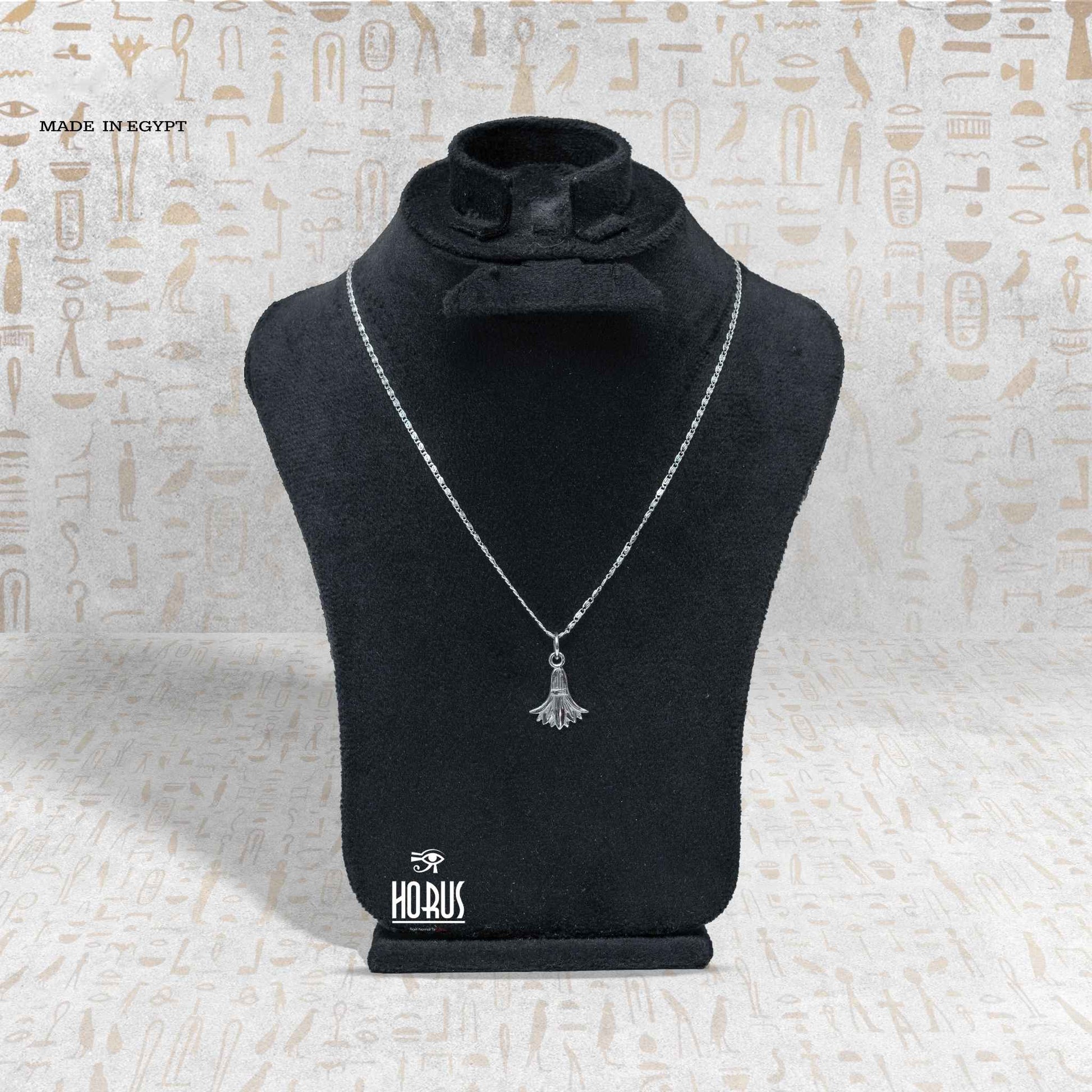 تعليقة زهرة اللوتس فضة – رمز فرعوني للنقاء والتجدد - Horus jewellery NecklaceHorus jewellery