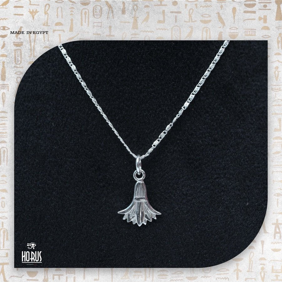 تعليقة زهرة اللوتس فضة – رمز فرعوني للنقاء والتجدد - Horus jewellery NecklaceHorus jewellery