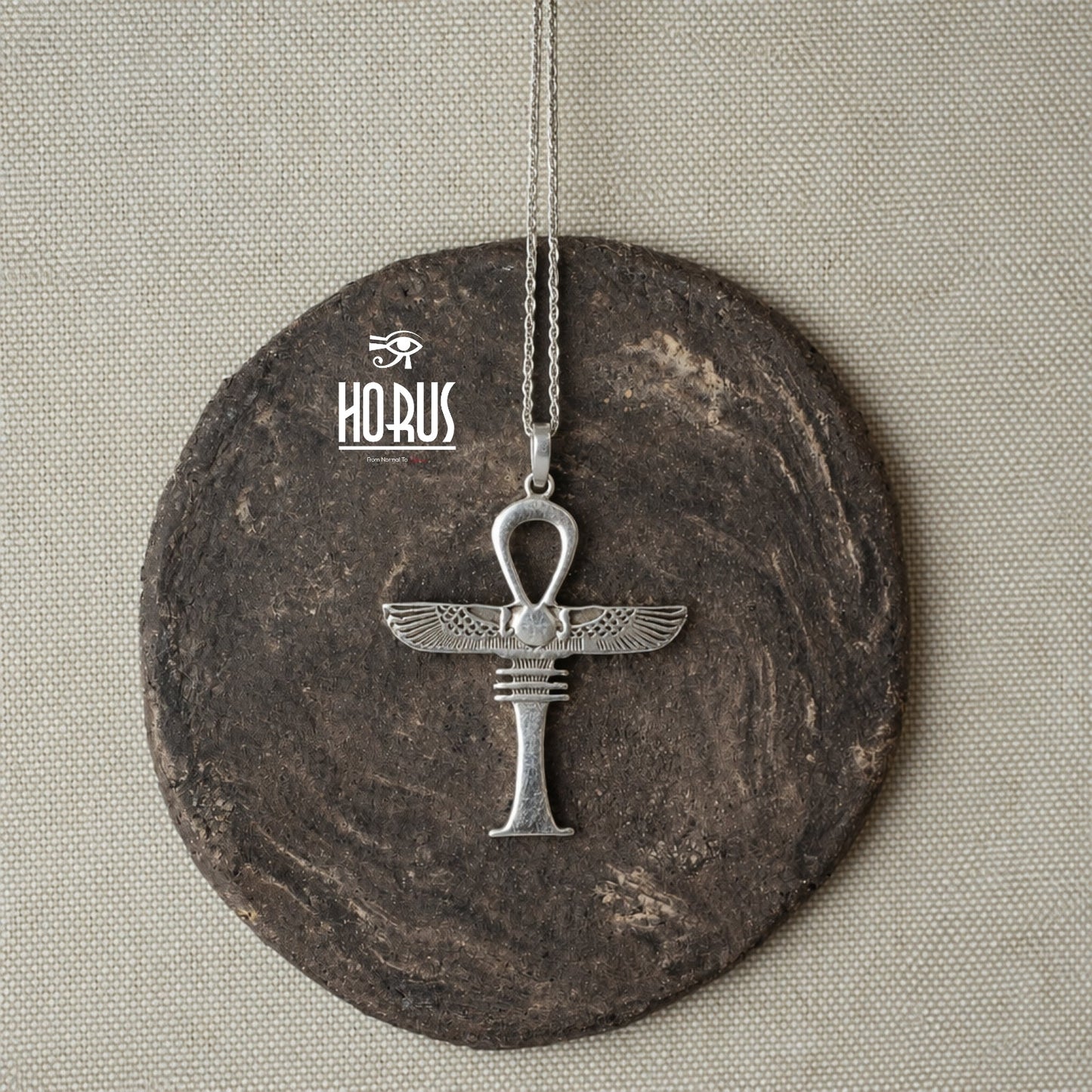 تعليقه فضة بتصميم مفتاح الحياة و جناحات ايزيس - Horus jewelleryNecklaceHorus jewellery