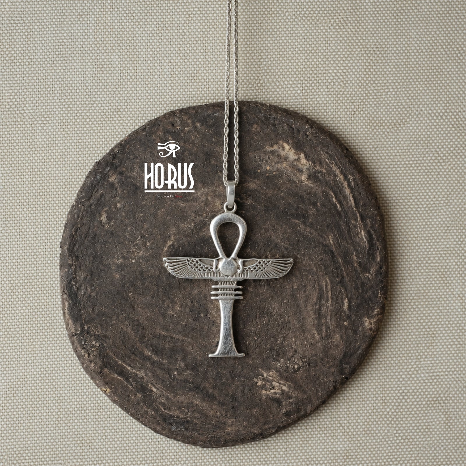 تعليقه فضة بتصميم مفتاح الحياة و جناحات ايزيس - Horus jewelleryNecklaceHorus jewellery