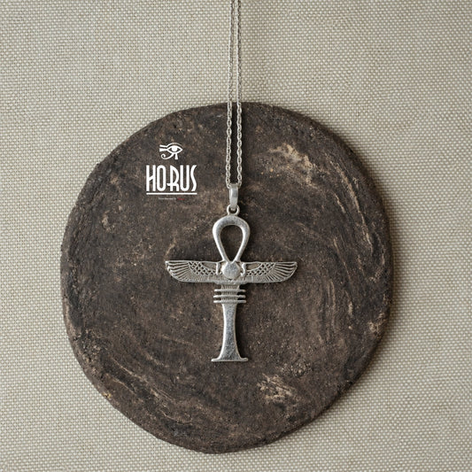 تعليقه فضة بتصميم مفتاح الحياة و جناحات ايزيس - Horus jewelleryNecklaceHorus jewellery